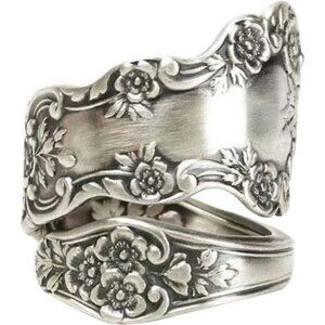 925 Sterling Silver Oxidized Spoon Ring Adjustable Ring Jewelry Gifts for Women